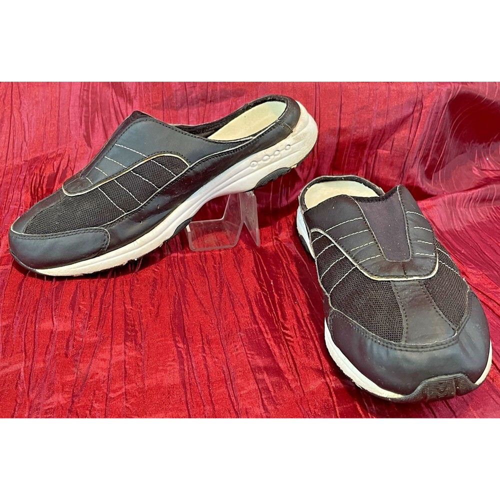Womens Easy Spirit SE Travel Time Black Slip On Walking Mules Clogs sz 8W